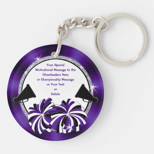 2 Sided, Paars, wit, zwart, kronkelige Sleutelhang Sleutelhanger (Achterkant)