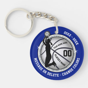 2 Sided Personalized, Blue, Basketball Sleutelhang Sleutelhanger