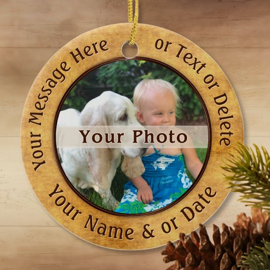 2 Sided Photo Ornaments. 6 Tekstvakken, 2 Afbeeldi Keramisch Ornament