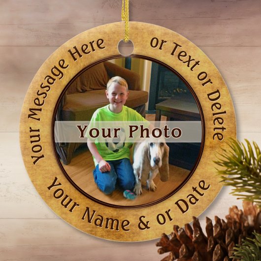 2 Sided Photo Ornaments. 6 Tekstvakken, 2 Afbeeldi Keramisch Ornament