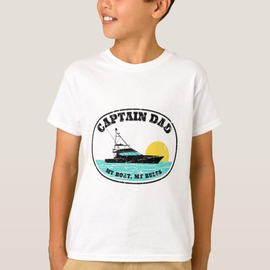 (2 Sided Print) Captain Dad My Boat My Rules Yacht T-shirt (Voorkant)