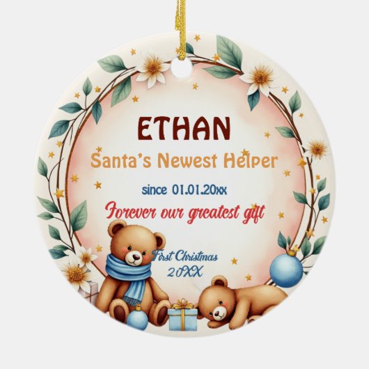 2 sided Twinkle Bear Keramisch Ornament (Achterkant)