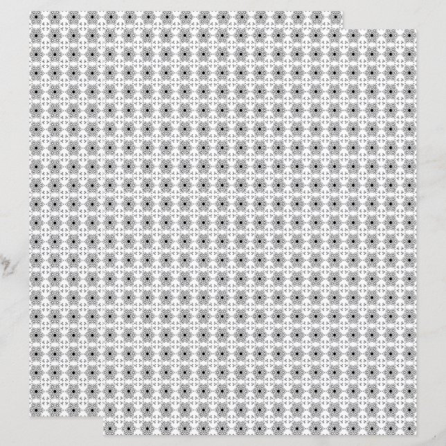 2-Sided W&B Mediterranean Tile Scrapbook Page (Voorkant / Achterkant)