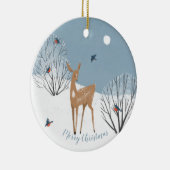 2 Sided Wilderness - Deer Birds - Antiek Home Fox Keramisch Ornament (Rechts)
