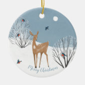 2 Sided Wilderness - Deer Birds - Antiek Home Fox Keramisch Ornament (Voorkant)