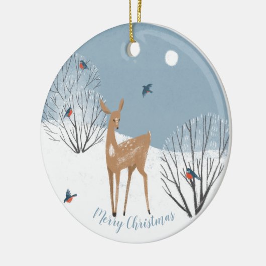 2 Sided Wilderness - Deer Birds - Antiek Home Fox Keramisch Ornament (Links)