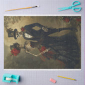 2  Skelet Gekleed Zwart Bruiloft Decoupage Tissuepapier (Craft)