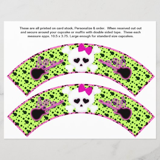 2 SKULL verjaardag Persoonlijke Cupcake Verpakking Flyer (Voorkant)