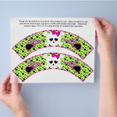 2 SKULL verjaardag Persoonlijke Cupcake Verpakking Flyer (Hand)