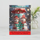 2 Sneeuwman die een Kerstmispartij gooit Kaart (Staand voorkant)