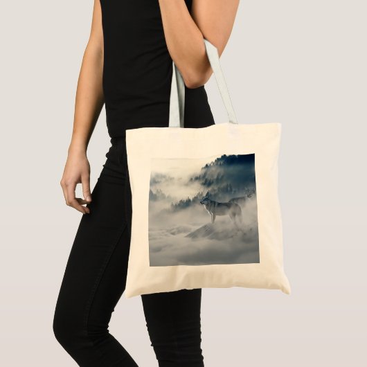 2 sneeuwwolven in de bergen in de winter tote bag (Voorkant (product))