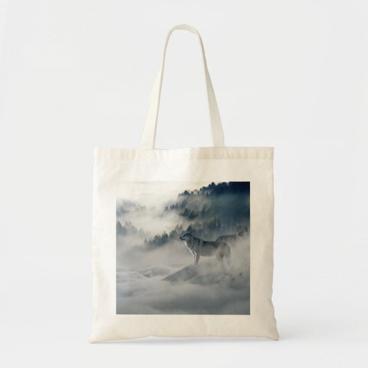 2 sneeuwwolven in de bergen in de winter tote bag (Voorkant)