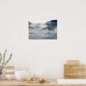 2 sneeuwwolven in het wintergebergte | Foto Poster (Keuken)