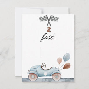 2 snelle kinder race auto verjaardagsuitnodiging feestdagenkaart