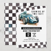 2 Snelle Race Auto 2e Verjaardagsfeestje waterverf Kaart (Voorkant / Achterkant)