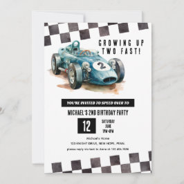 2 Snelle Race Auto 2e Verjaardagsfeestje waterverf Kaart