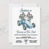 2 Snelle Race Auto 2e Verjaardagsfeestje waterverf Kaart (Voorkant)