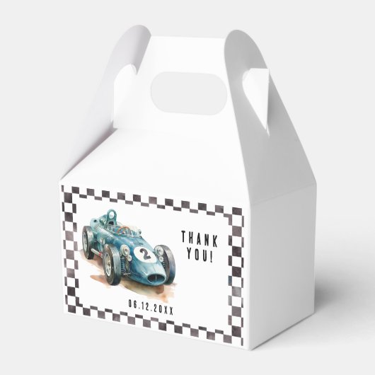 2 Snelle Verjaardag Race Auto Jongen Verjaardagsfe Bedankdoosjes (Achterkant)