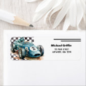 2 snelle verjaardag Race Car Etiket (Insitu)