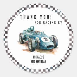2 snelle verjaardag Race Car Ronde Sticker