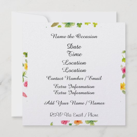 #2 Sophisticated Pop Art Lady Floral Invitation Kaart (Achterkant)