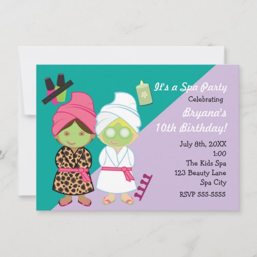 2 Spa Girls Beauty Makeover Party Uitnodiging (Voorkant)
