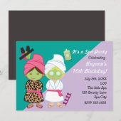 2 Spa Meisjes Beauty Makeover Feest Uitnodiging (Voorkant / Achterkant)