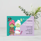 2 Spa Meisjes Beauty Makeover Feest Uitnodiging (Staand voorkant)