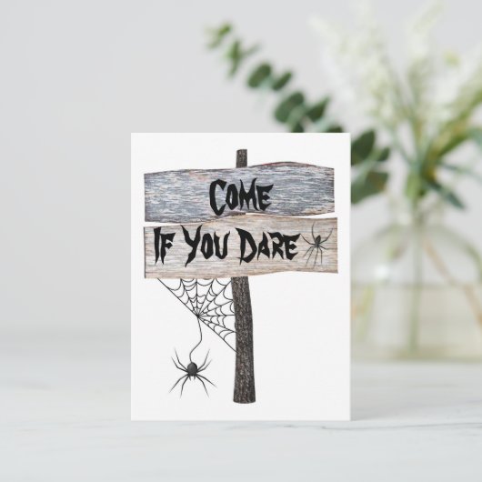 #2 Spiderweb Rustic kom als je Halloween bent Briefkaart (Staand voorkant)