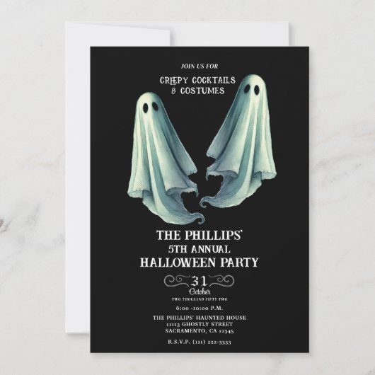 2 spookachtige Halloween-spookfeest Kaart (Voorkant)