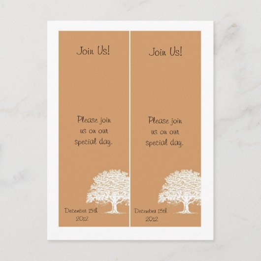 2 Spring Tree Brown/White Save the Date Bladwijzer Aankondigingskaart (Voorkant)