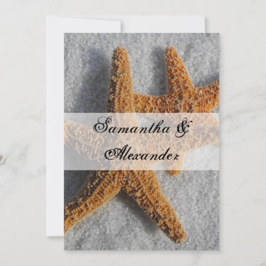 2 Suiker Zeester in het Zand, Strand Bruiloft Kaart (Achterkant)