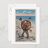 2 Sunbathing Women & Asian Umbrella, Florida Briefkaart (Voorkant / Achterkant)