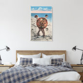 2 Sunbathing Women & Asian Umbrella, Florida Canvas Afdruk (Insitu (Slaapkamer))
