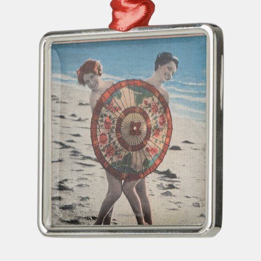 2 Sunbathing Women & Asian Umbrella, Florida Metalen Ornament (Links)