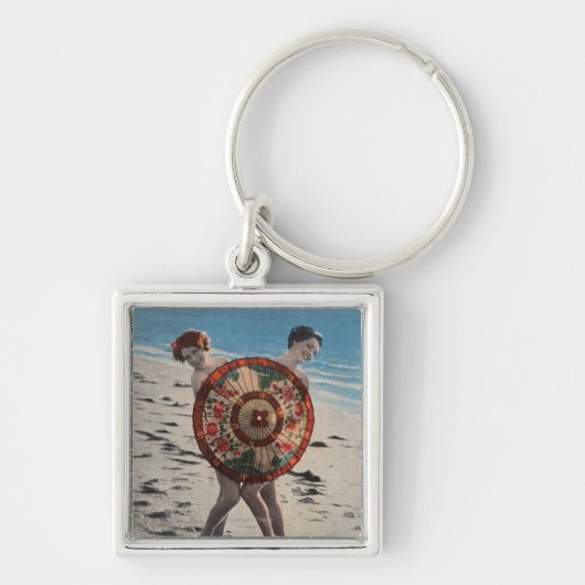 2 Sunbathing Women & Asian Umbrella, Florida Sleutelhanger (Voorkant)