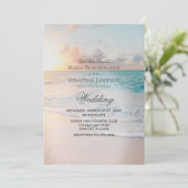 *~* 2 - Sunrise Pastel Beach Sunset Wedding Kaart (Staand voorkant)