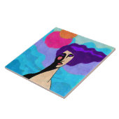 2 Suns Abstracte digitale schilderij van een vrouw Tegeltje (Zijkant)