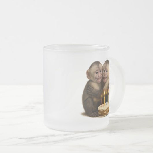 2 sweet Capuchin monkeys lovingly embrace each oth Matglas Koffiemok (Voorkant rechts)