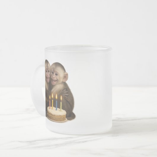 2 sweet Capuchin monkeys lovingly embrace each oth Matglas Koffiemok (Voorkant links)