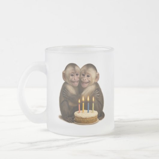 2 sweet Capuchin monkeys lovingly embrace each oth Matglas Koffiemok (Links)