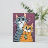 2 Tabbykatten met illustratie van Speelgoed muis Briefkaart (Staand voorkant)