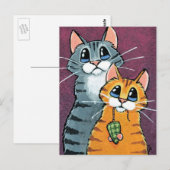 2 Tabbykatten met illustratie van Speelgoed muis Briefkaart (Voorkant / Achterkant)