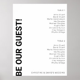 2 tabel Eenvoudig witbruiloft-zitplaatje Poster