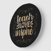 2- Teach Love Inspire Shirt, Retro  leraar Grote Klok (Hoek)