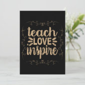 2- Teach Love Inspire Shirt, Retro  leraar Kaart (Staand voorkant)