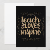 2- Teach Love Inspire Shirt, Retro  leraar Kaart (Voorkant / Achterkant)
