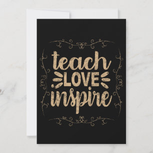 2- Teach Love Inspire Shirt, Retro  leraar Kaart