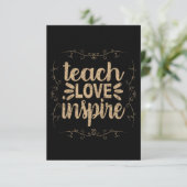 2- Teach Love Inspire Shirt, Retro  leraar RSVP Kaartje (Staand voorkant)