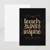 2- Teach Love Inspire Shirt, Retro  leraar RSVP Kaartje (Voorkant / Achterkant)